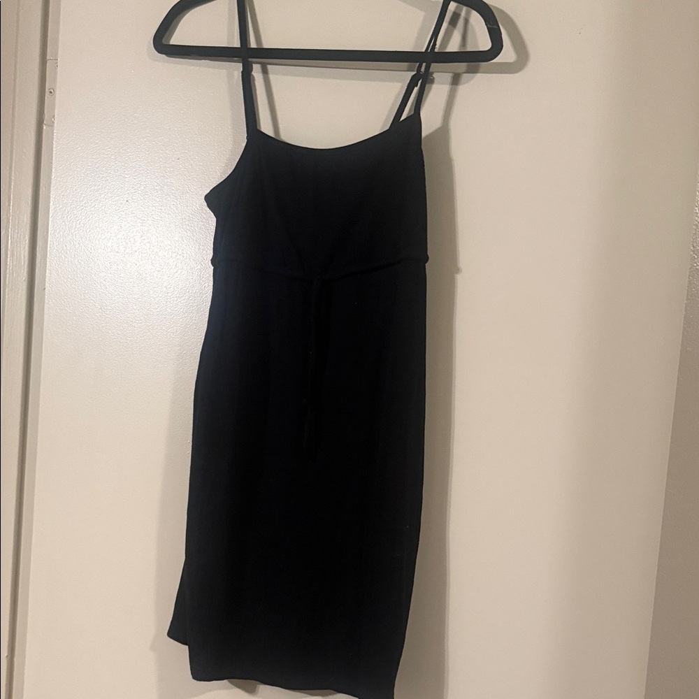 La Hearts Black Mini Dress with Spaghetti Straps